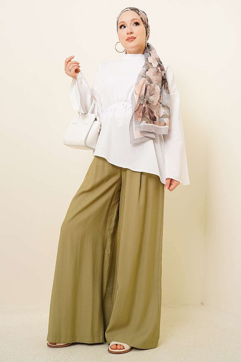 Asimetrik Kesim Poplin Tunik Beyaz