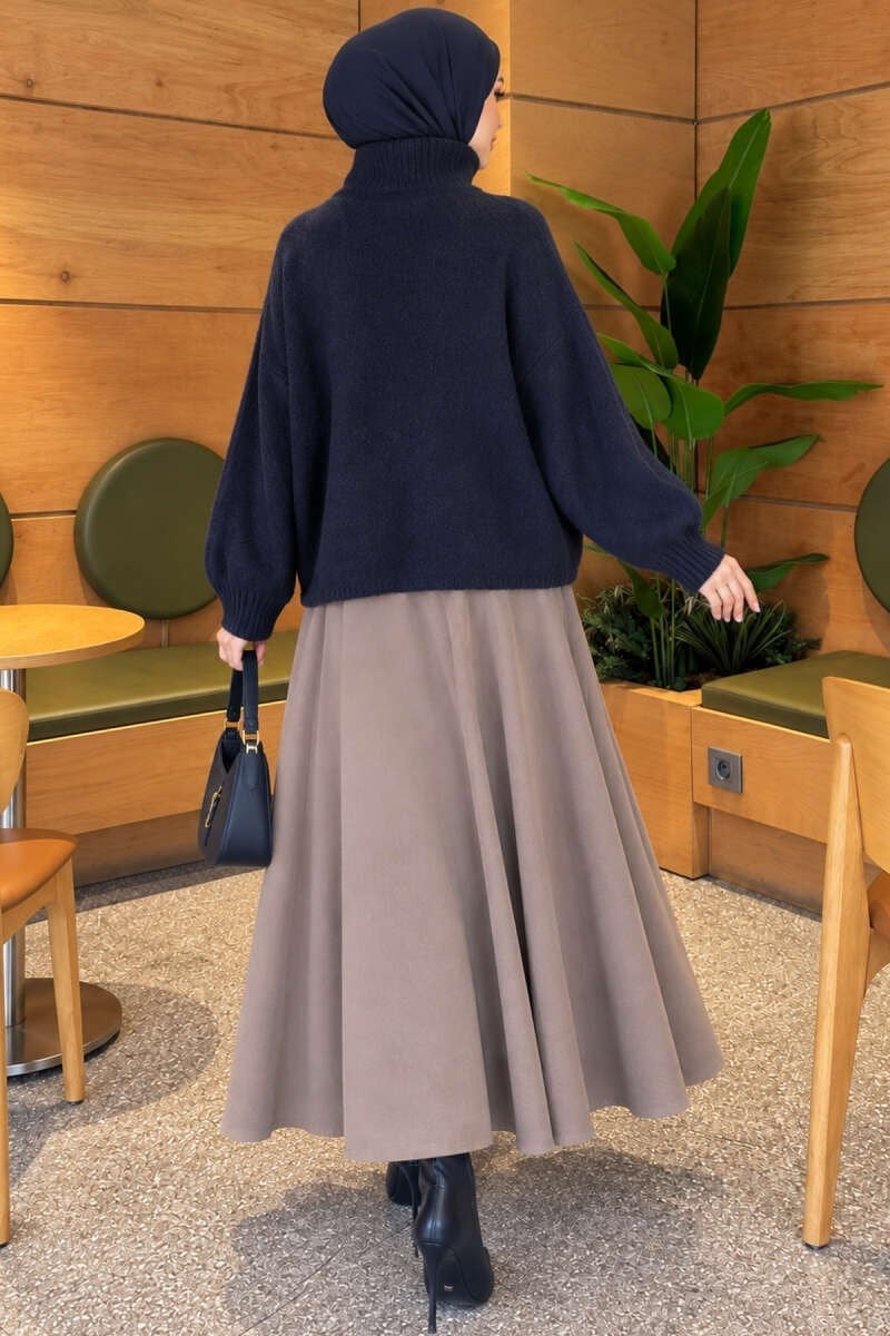 Balıkçı Yaka Oversize Triko Kazak Lacivert