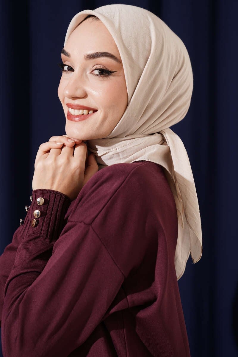 Basic Bambu Kraş Eşarp Bej