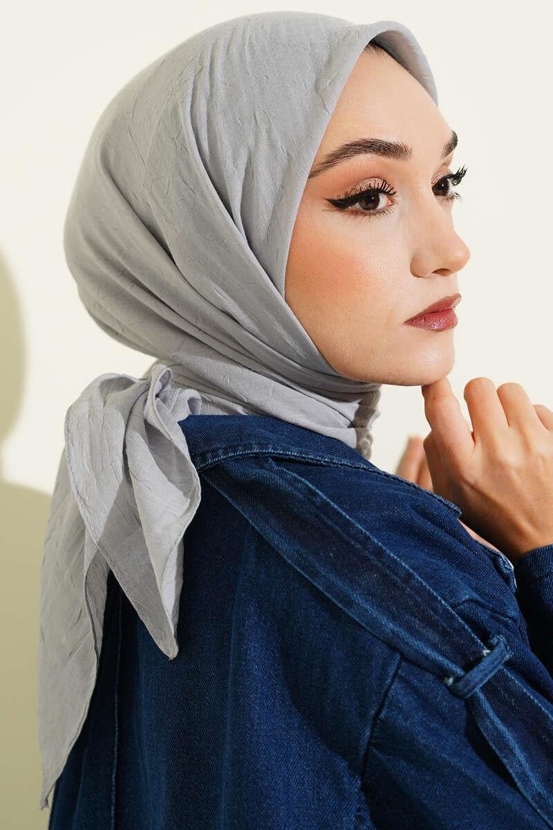 Basic Bambu Kraş Eşarp Gri