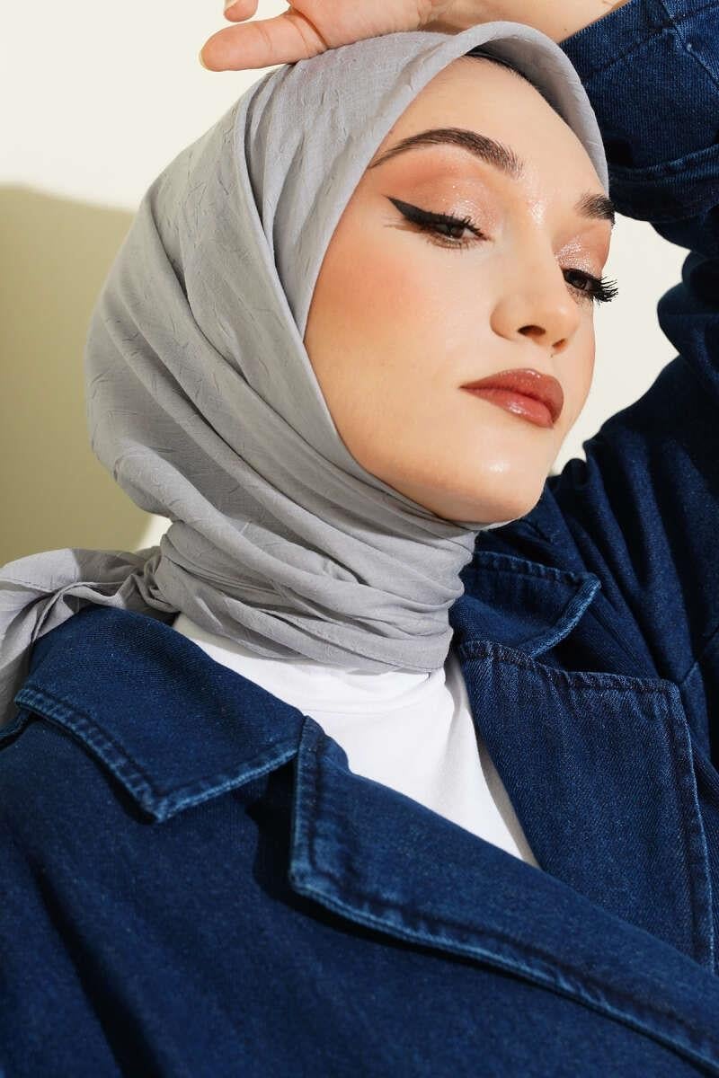 Basic Bambu Kraş Eşarp Gri