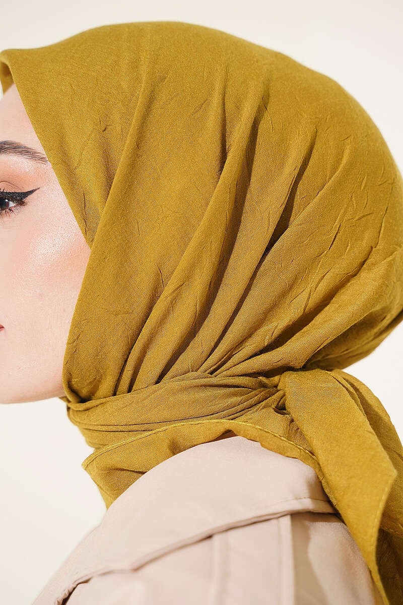 Basic Bambu Kraş Eşarp Kına Yeşili