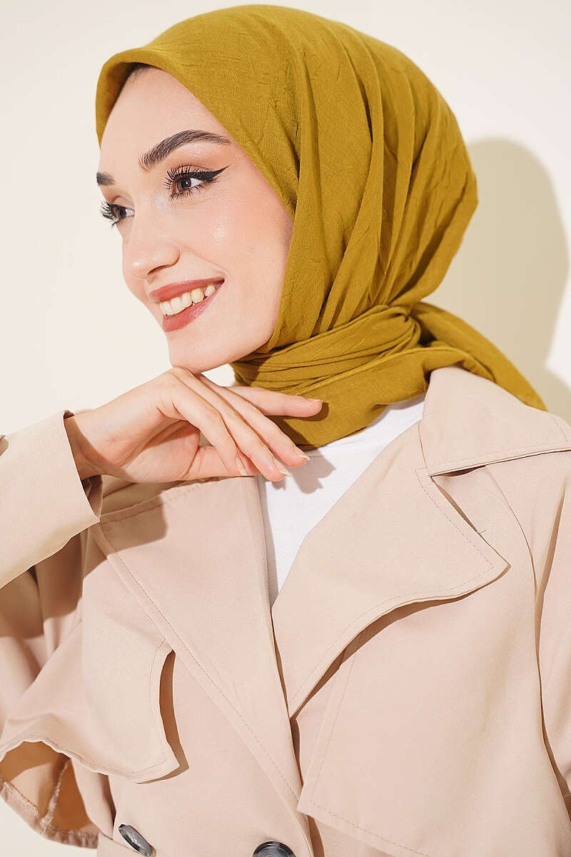 Basic Bambu Kraş Eşarp Kına Yeşili
