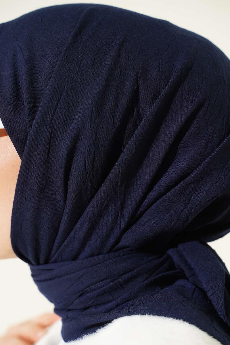 Basic Bambu Kraş Eşarp Koyu Lacivert