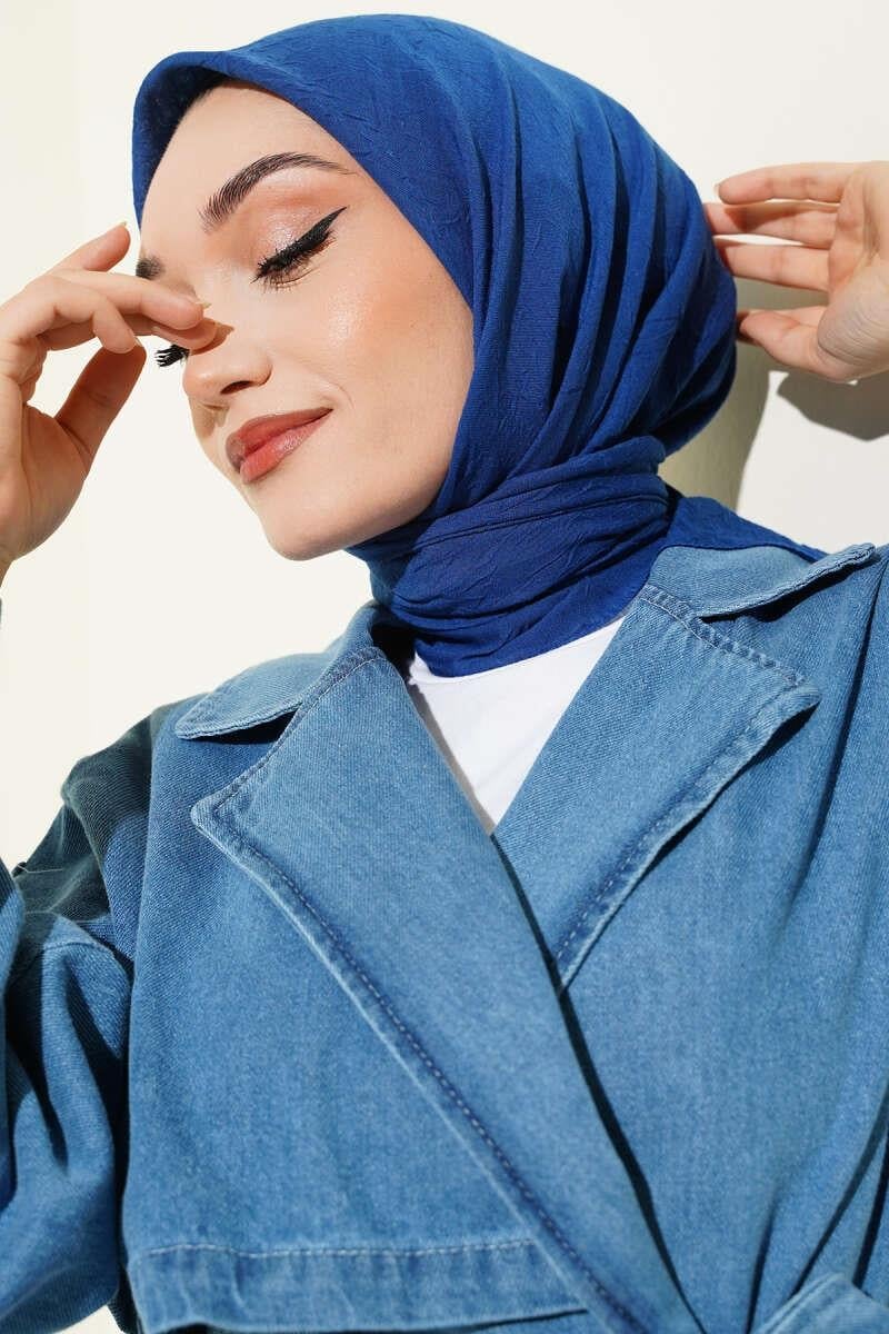 Basic Bambu Kraş Eşarp Lacivert