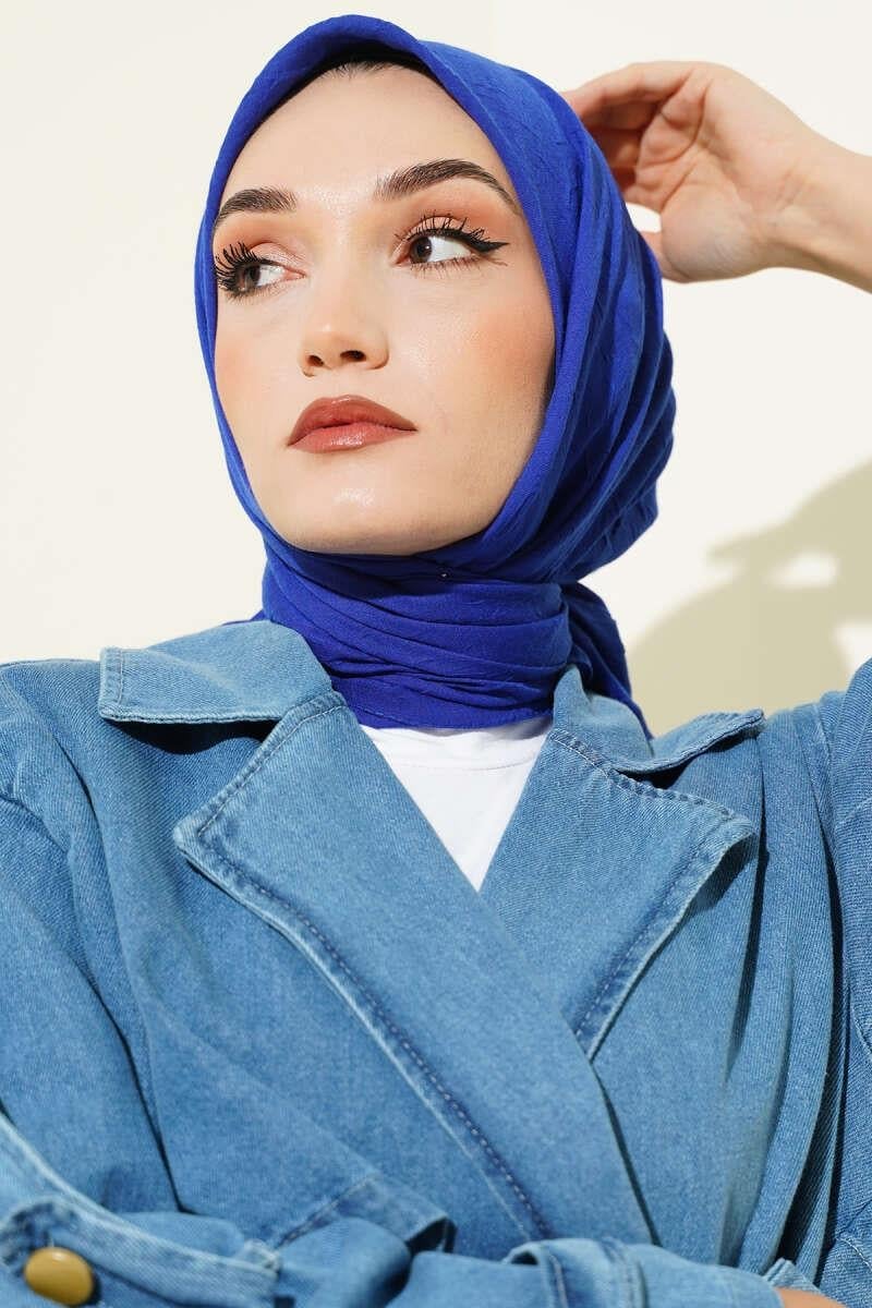 Basic Bambu Kraş Eşarp Saks