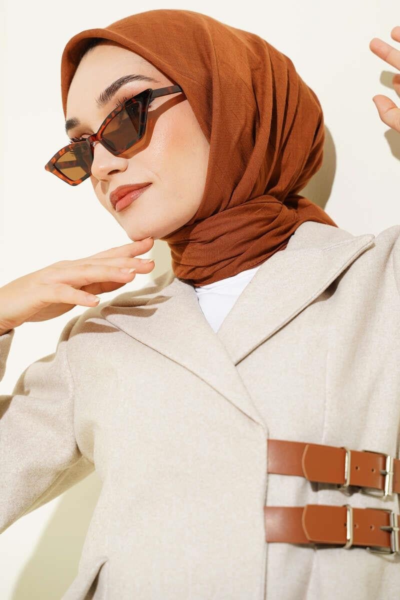 Basic Bambu Kraş Eşarp Taba