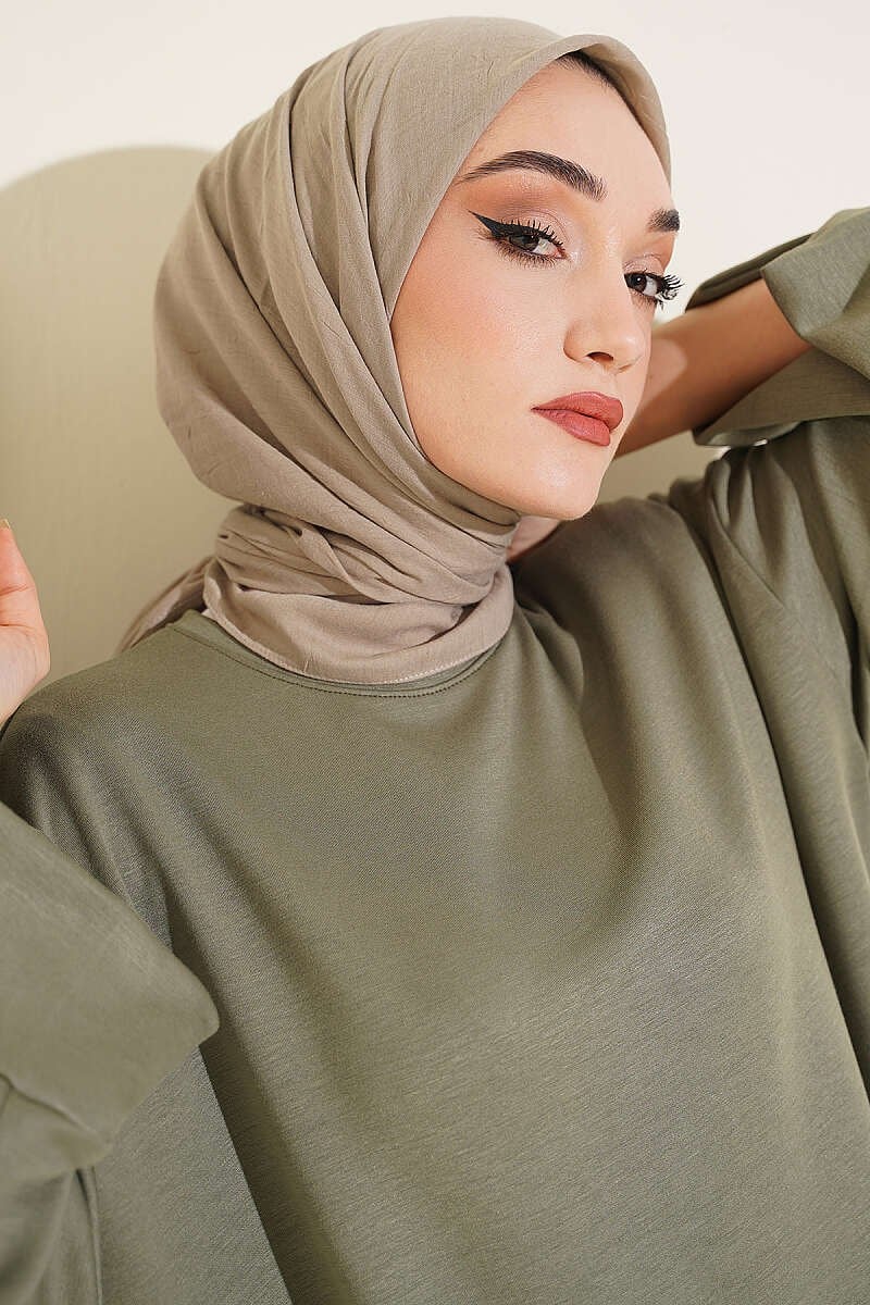 Basic Bambu Kraş Eşarp Taş Gri
