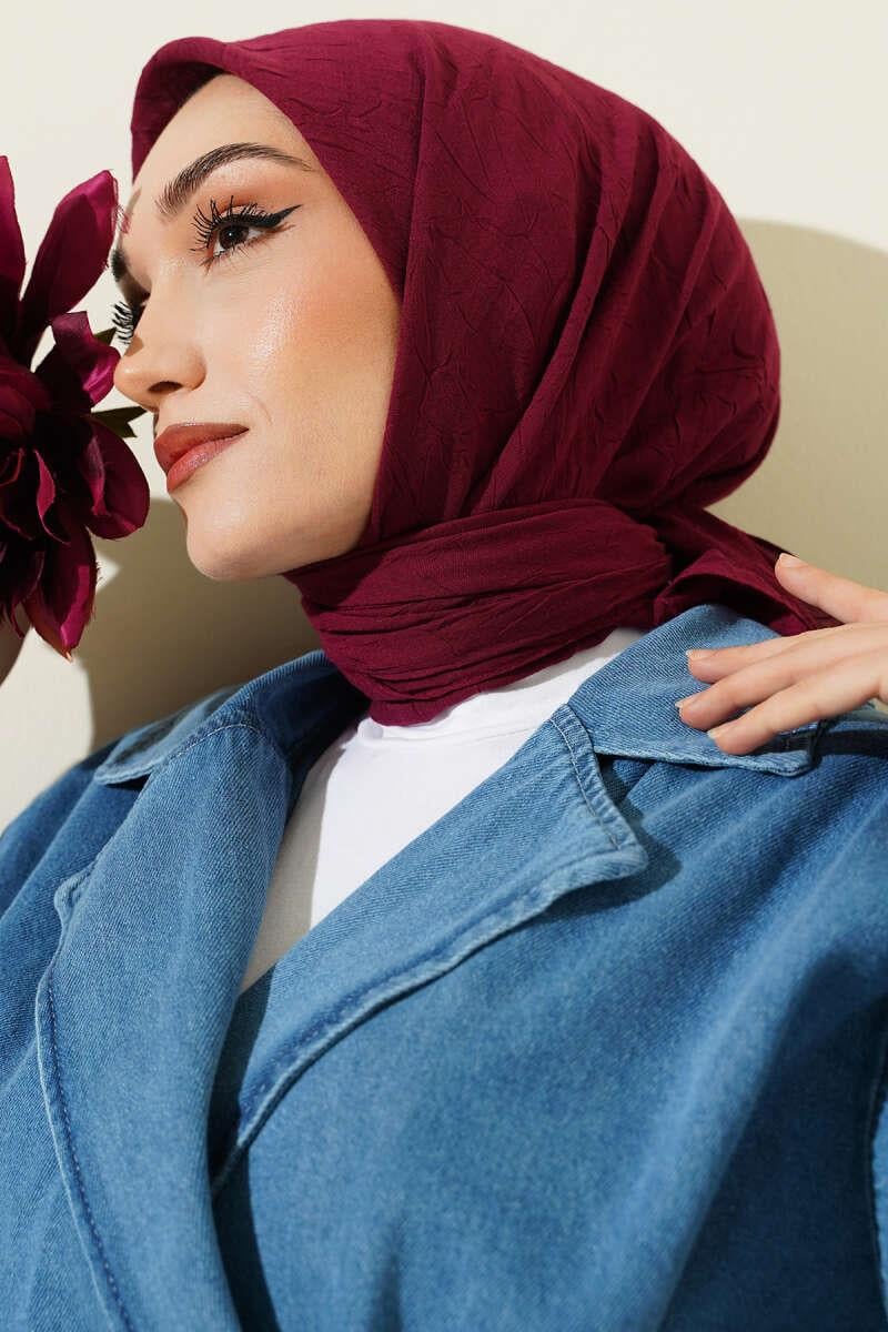 Basic Bambu Kraş Eşarp Vişne