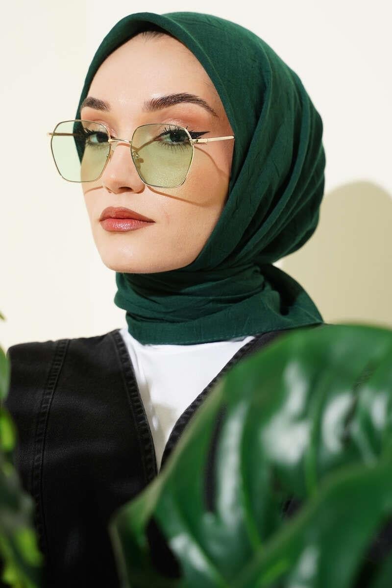 Basic Bambu Kraş Eşarp Zümrüt