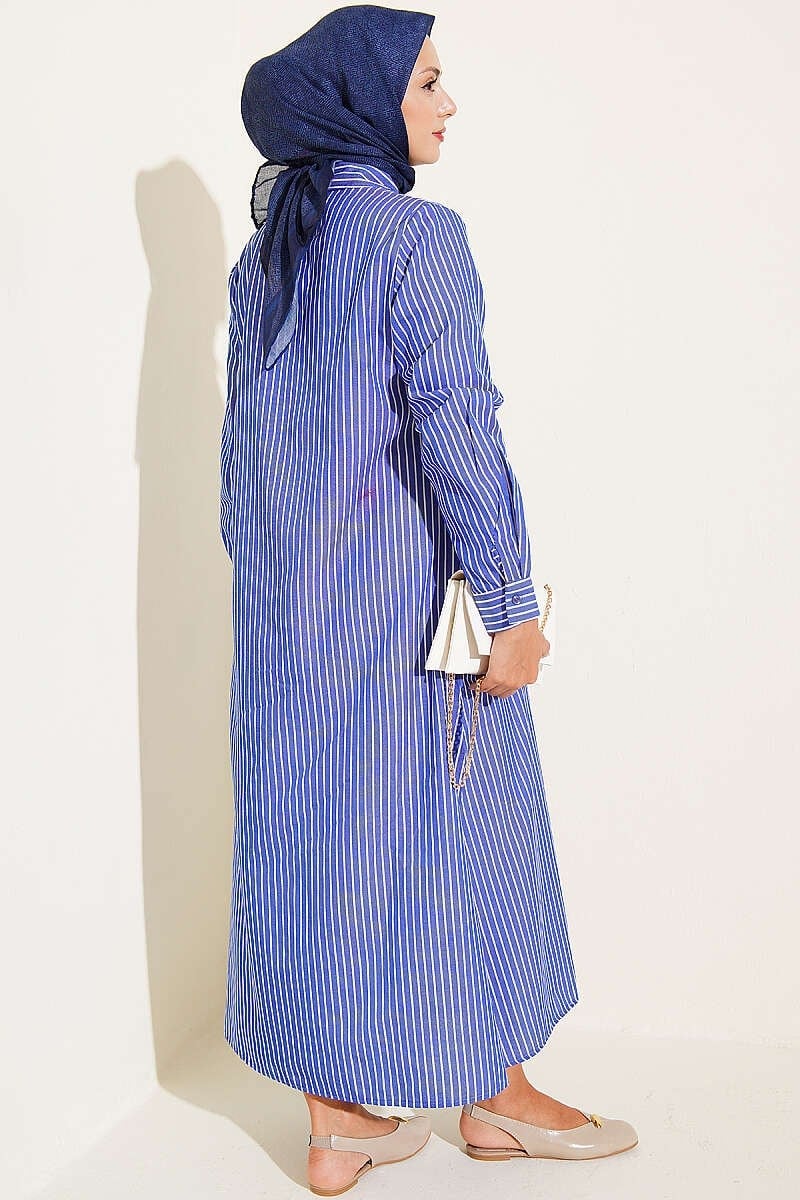 Basic Çizgili Uzun Tunik Saks