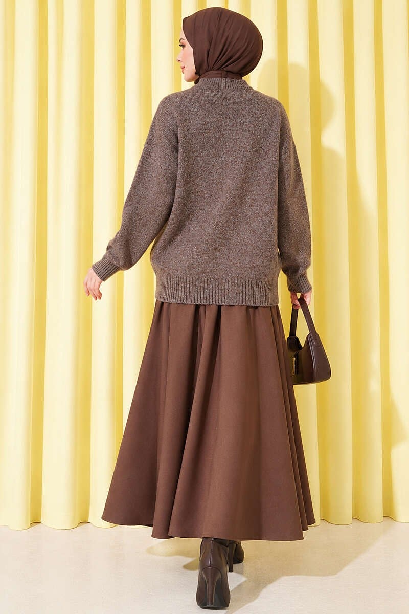 Basic Düşük Kollu Triko Tunik Vizon