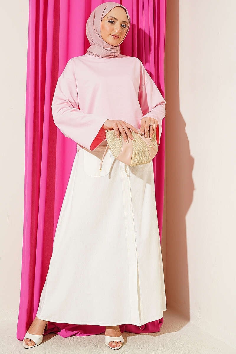 Basic Geniş Kollu Bluz Pembe