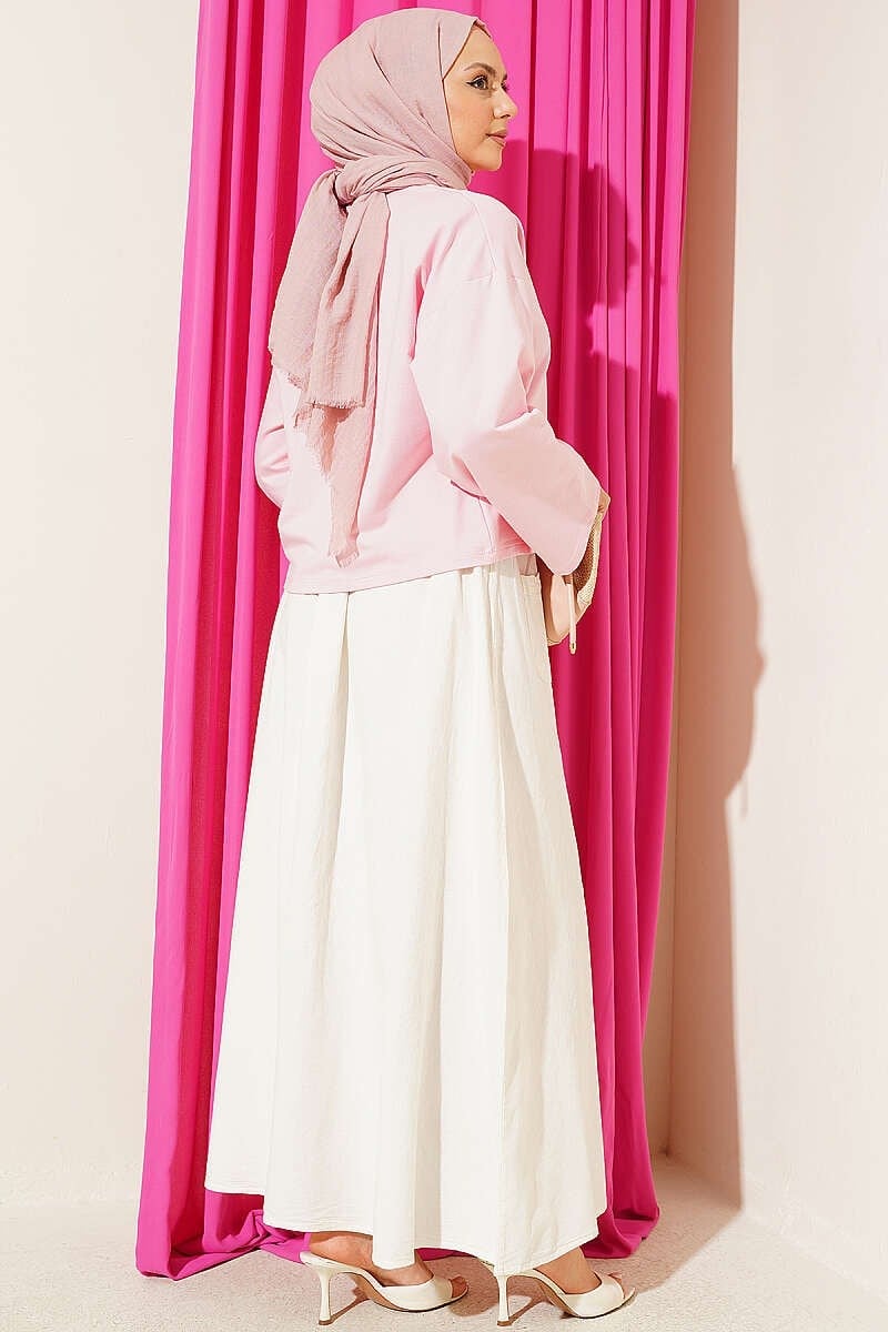 Basic Geniş Kollu Bluz Pembe