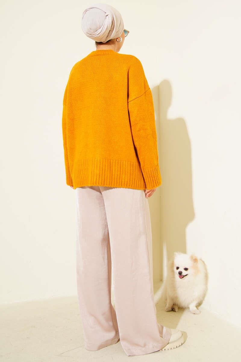 Basic Oversize Triko Tunik Hardal