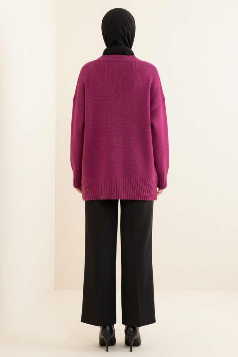 Basic Oversize Triko Tunik Menekşe