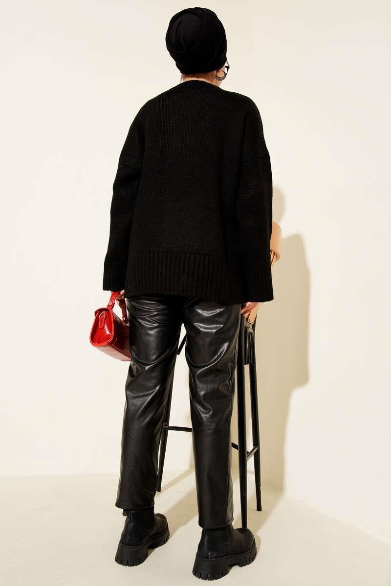 Basic Oversize Triko Tunik Siyah