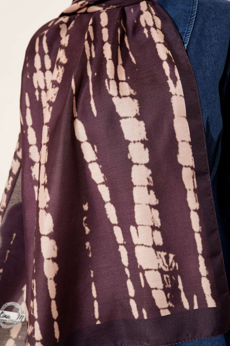 Batik Akış Çizgili Soft Şal Mürdüm