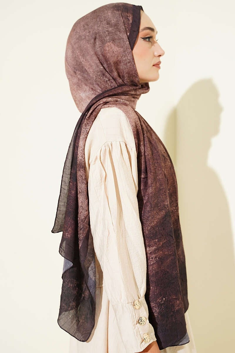 Batik Degrade Bambu Kraş Şal Acı Kahve
