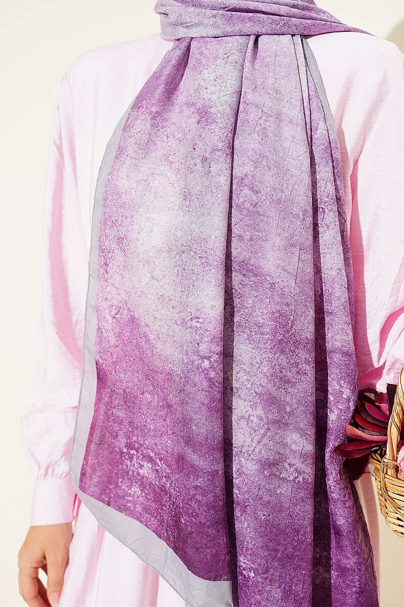 Batik Degrade Bambu Kraş Şal Eflatun