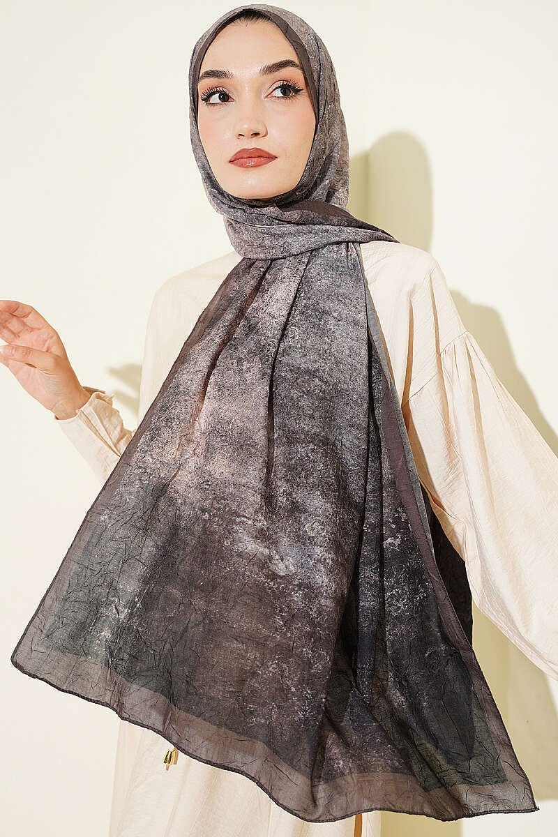 Batik Degrade Bambu Kraş Şal Koyu Vizon