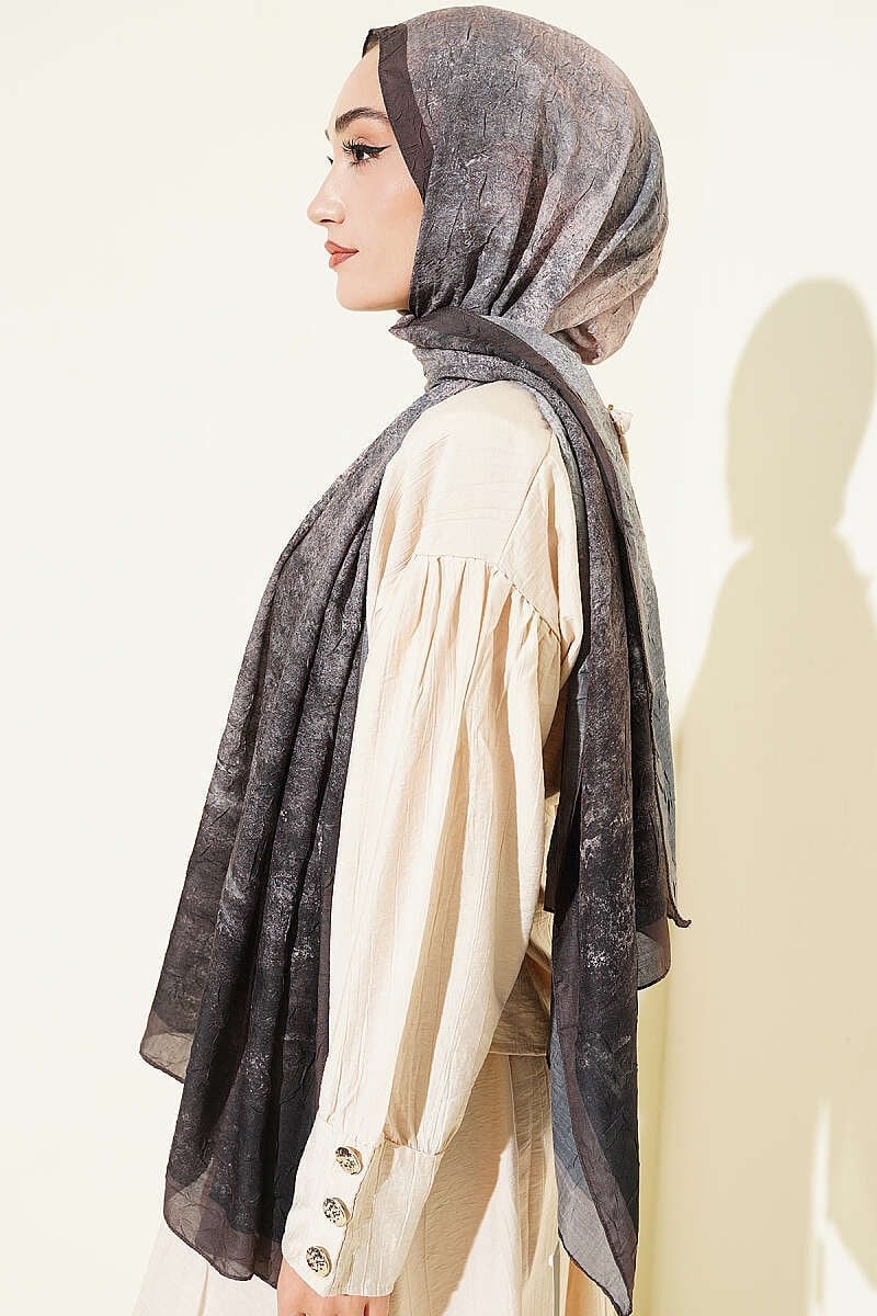 Batik Degrade Bambu Kraş Şal Koyu Vizon