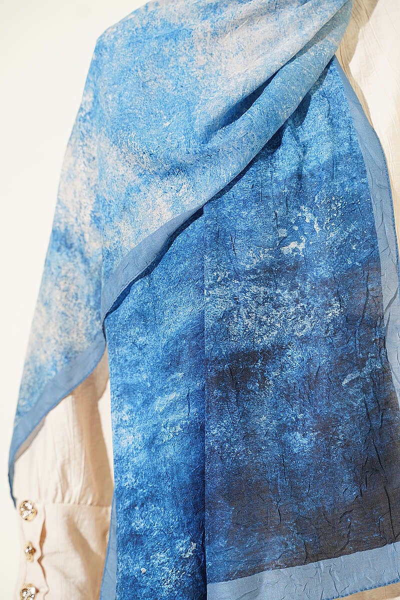 Batik Degrade Bambu Kraş Şal Soft Mavi
