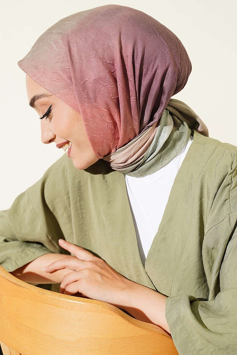 Batik Desen Bambu Kraş Eşarp Çağla Yeşili