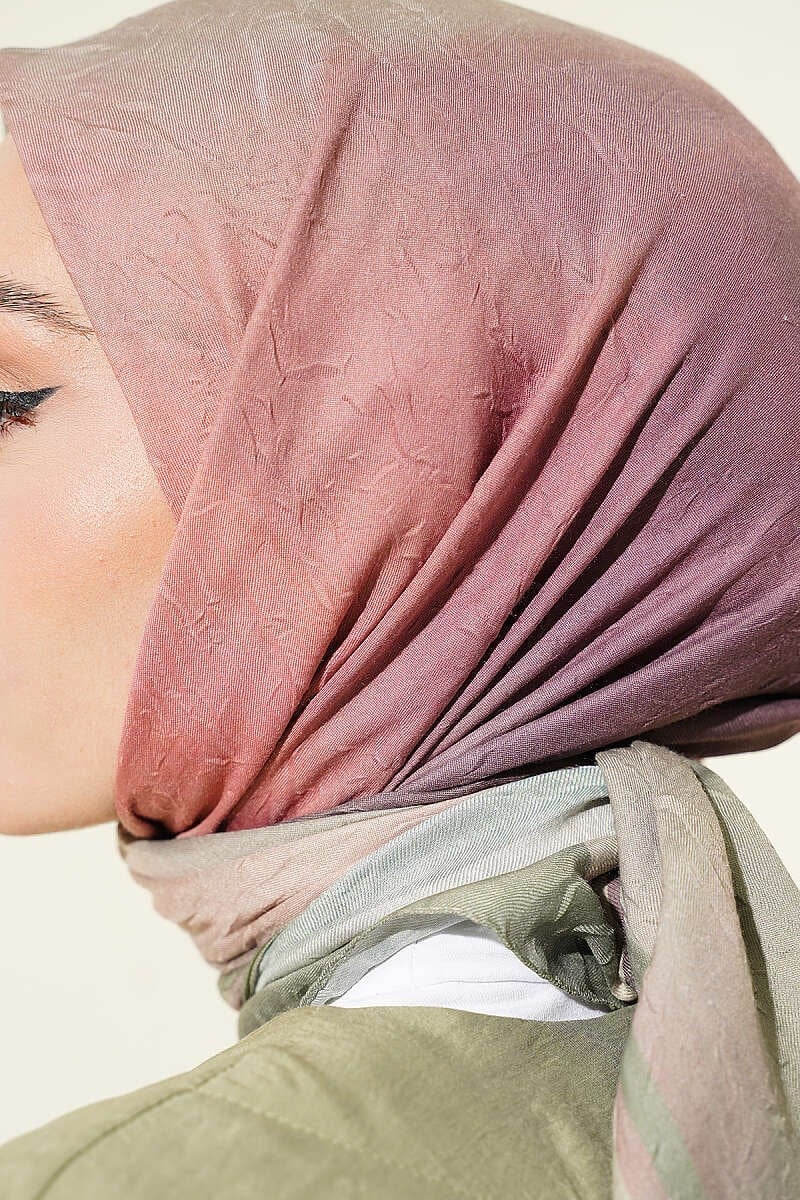 Batik Desen Bambu Kraş Eşarp Çağla Yeşili