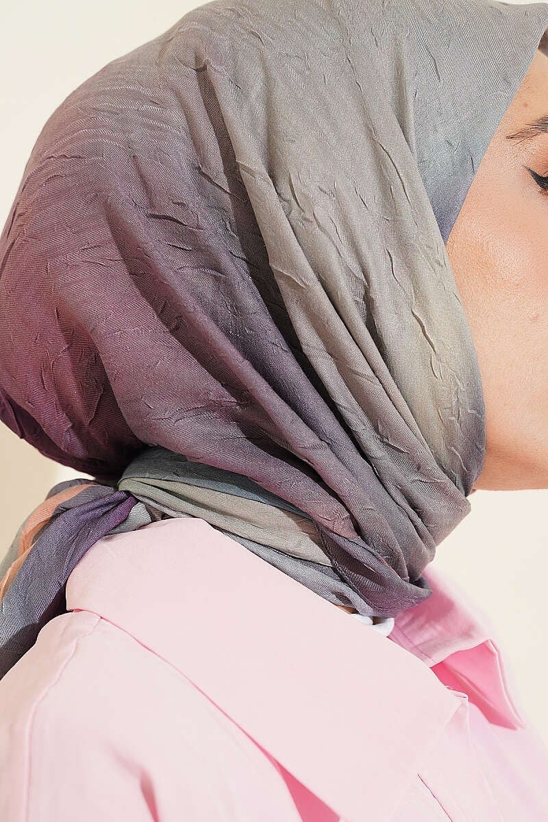 Batik Desen Bambu Kraş Eşarp Gri