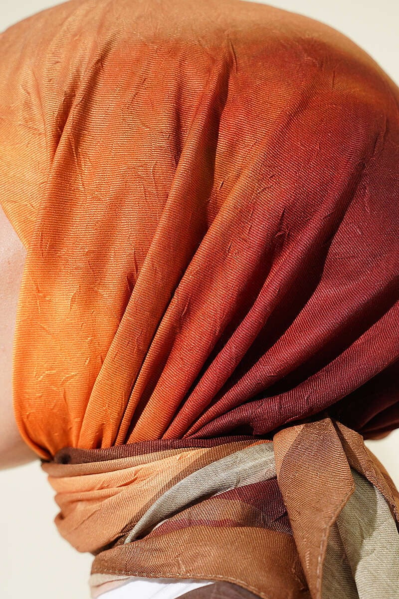 Batik Desen Bambu Kraş Eşarp Hardal