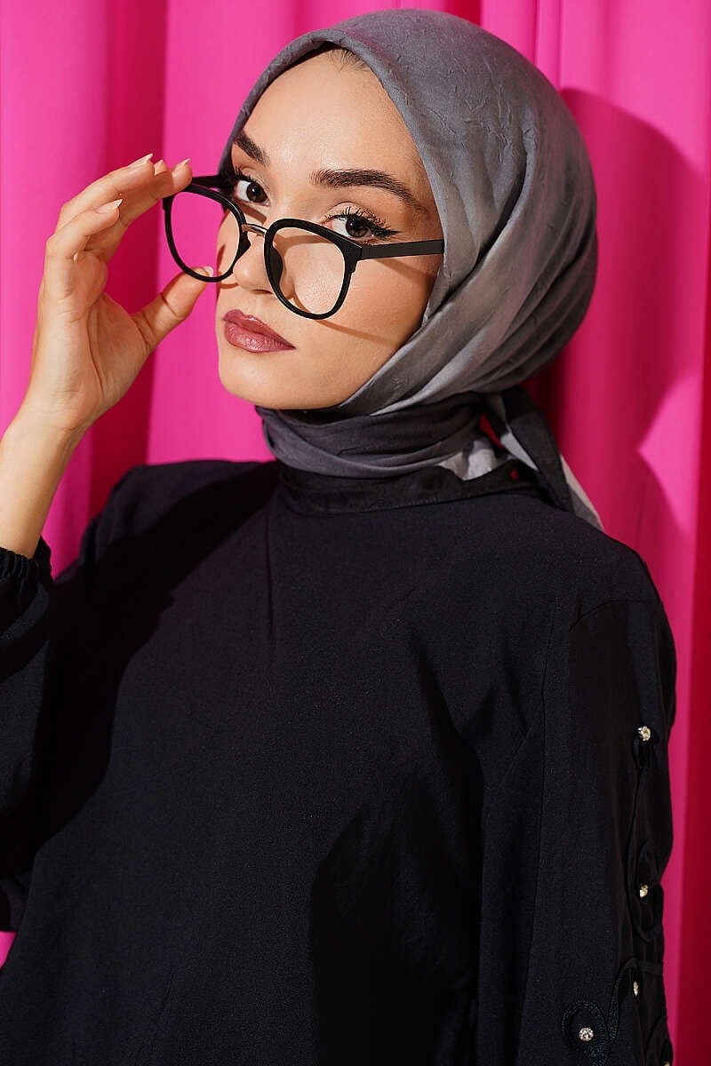 Batik Desen Bambu Kraş Eşarp Siyah