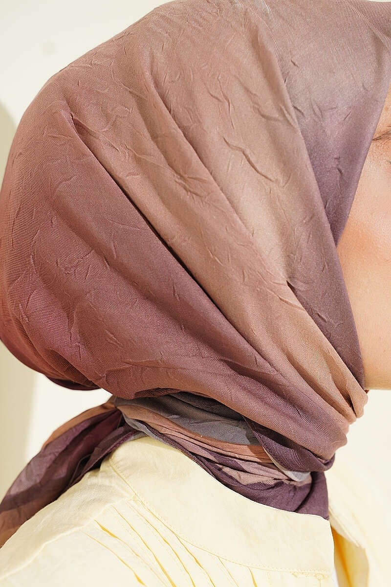 Batik Desen Bambu Kraş Eşarp Soft Kahve