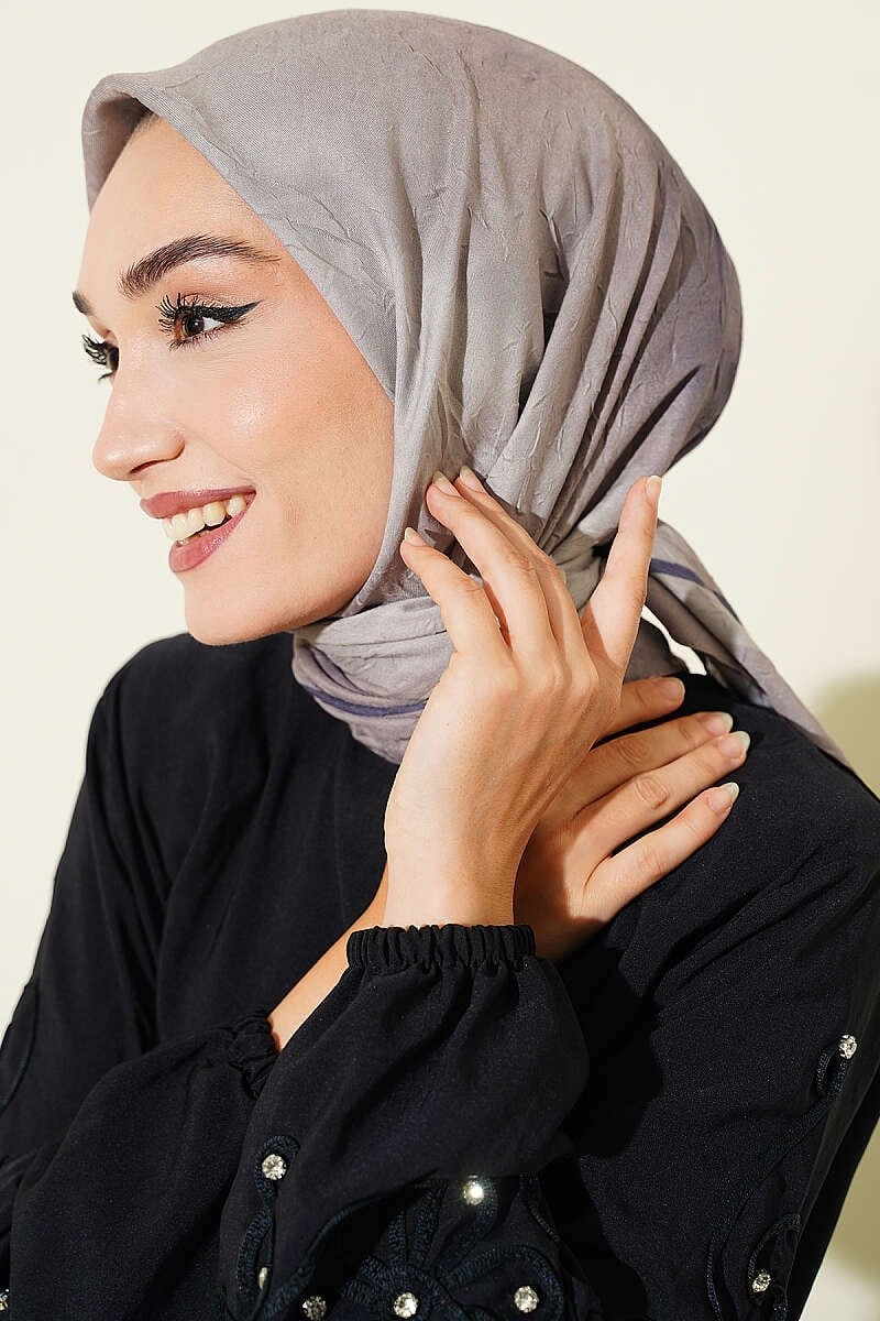Batik Desen Bambu Kraş Eşarp Taş Gri