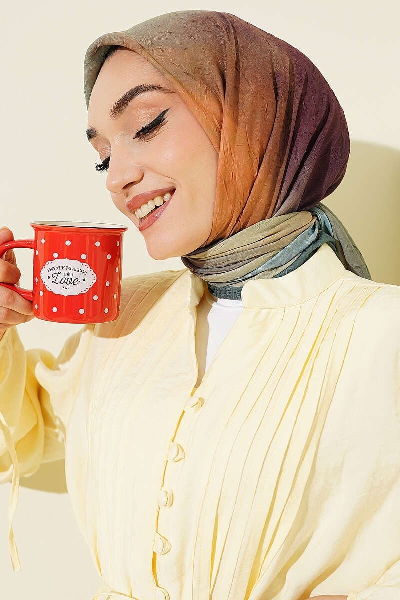 Batik Desen Bambu Kraş Eşarp Zümrüt