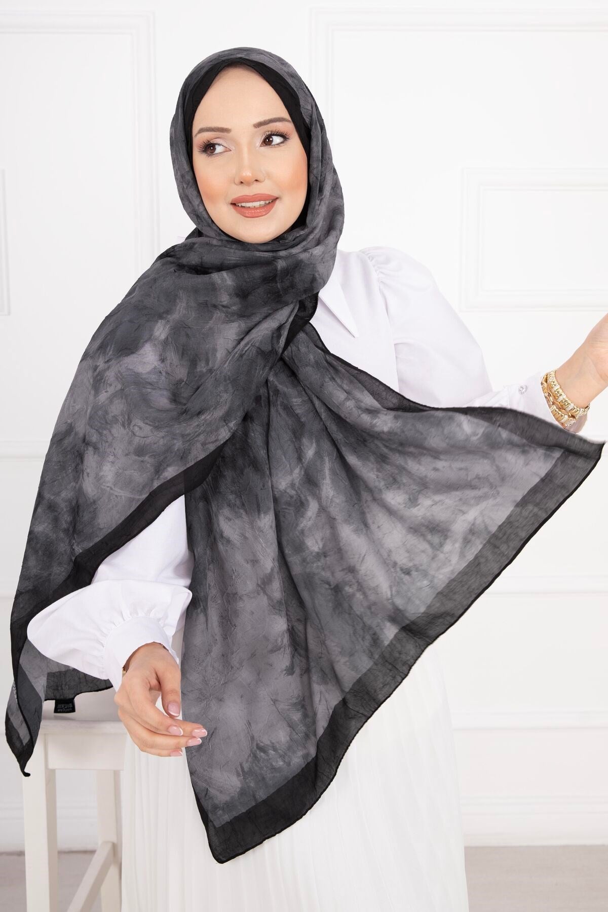 Batik Desen Bambu Şal Serisi Siyah