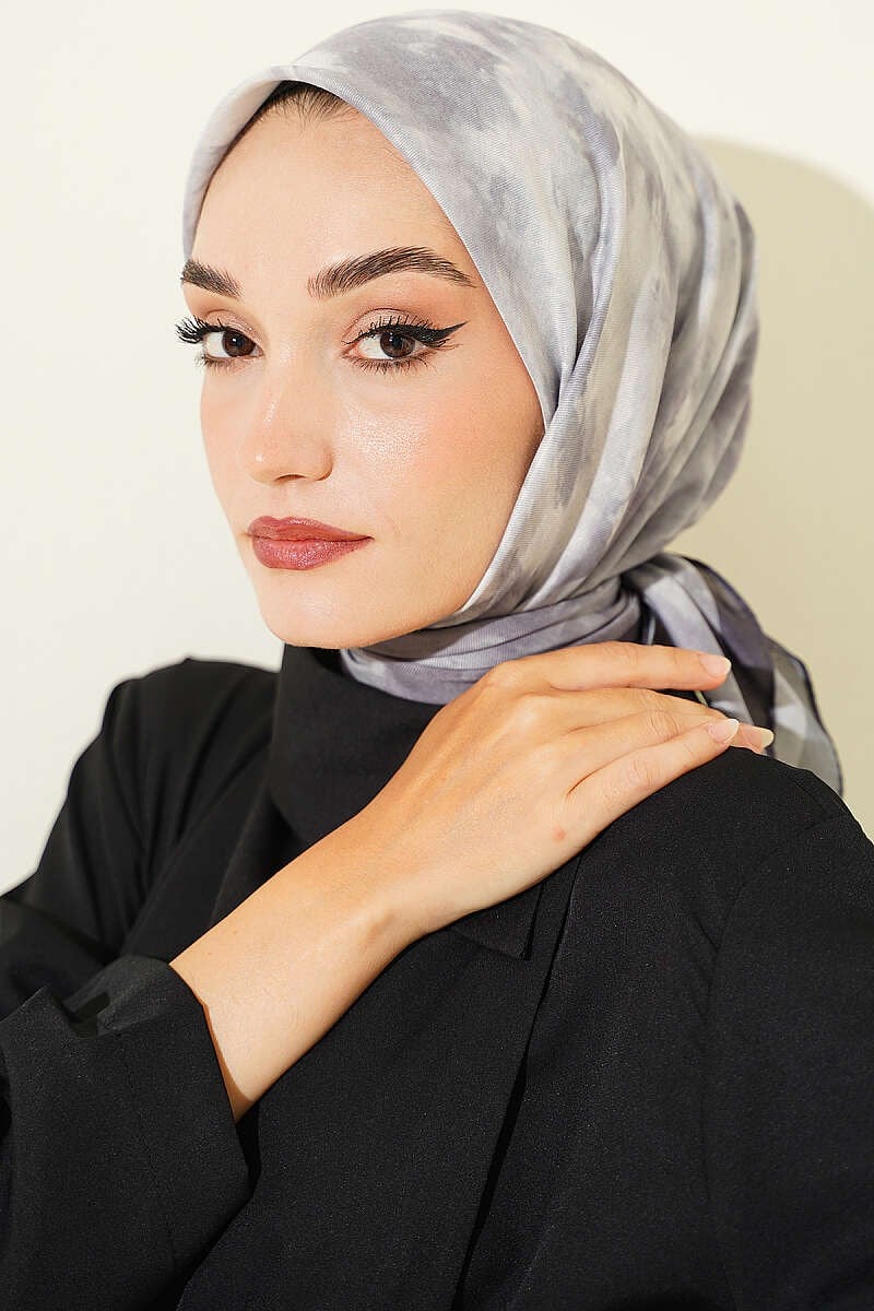 Batik Desen Soft Eşarp Gri