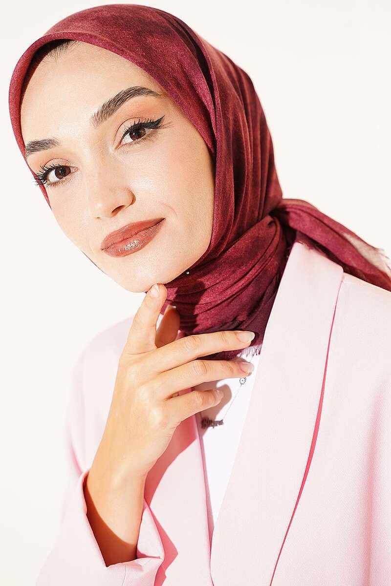 Batik Desen Soft Kraş Serisi Eşarp Bordo