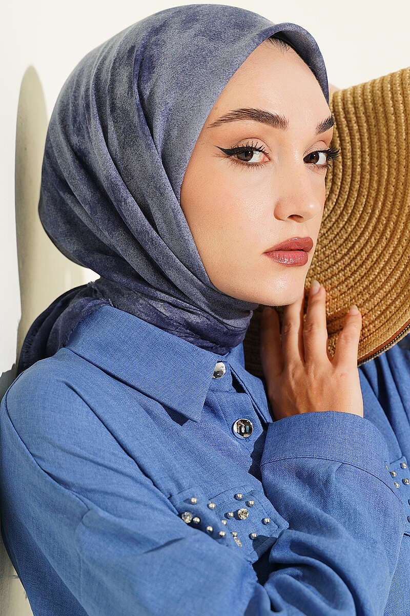 Batik Desen Soft Kraş Serisi Eşarp Mavi