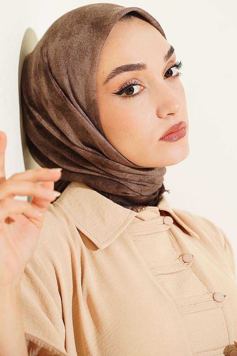 Batik Desen Soft Kraş Serisi Eşarp Vizon