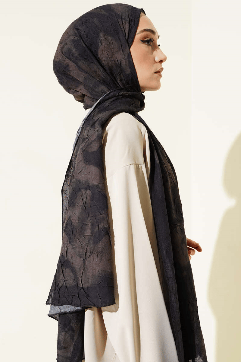 Batik Desenli Bambu Kraş Şal Antrasit