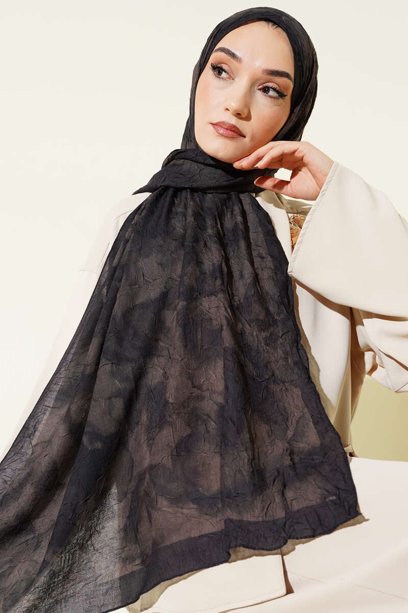 Batik Desenli Bambu Kraş Şal Antrasit