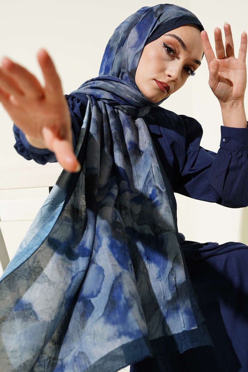 Batik Desenli Bambu Kraş Şal Saks