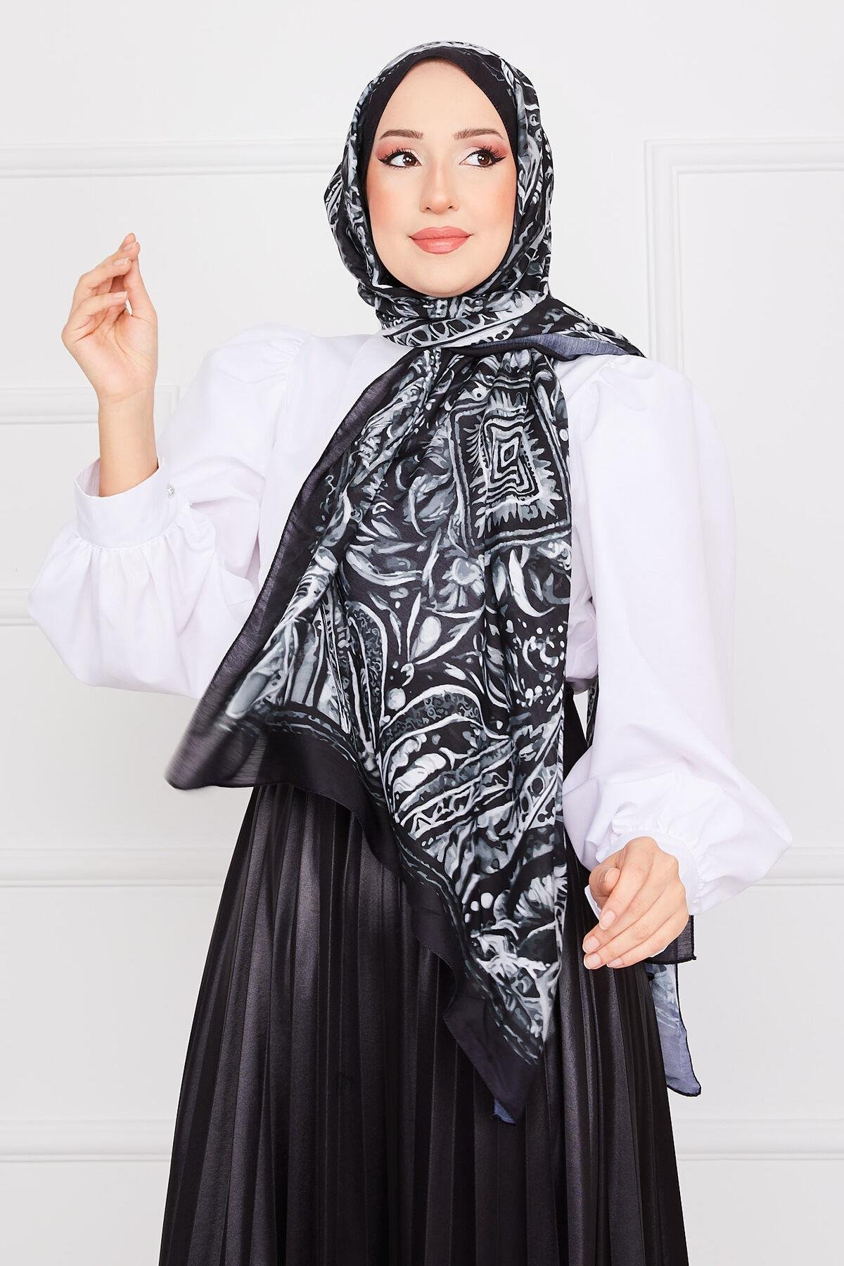 Batik Desenli Tesettür Şal -8