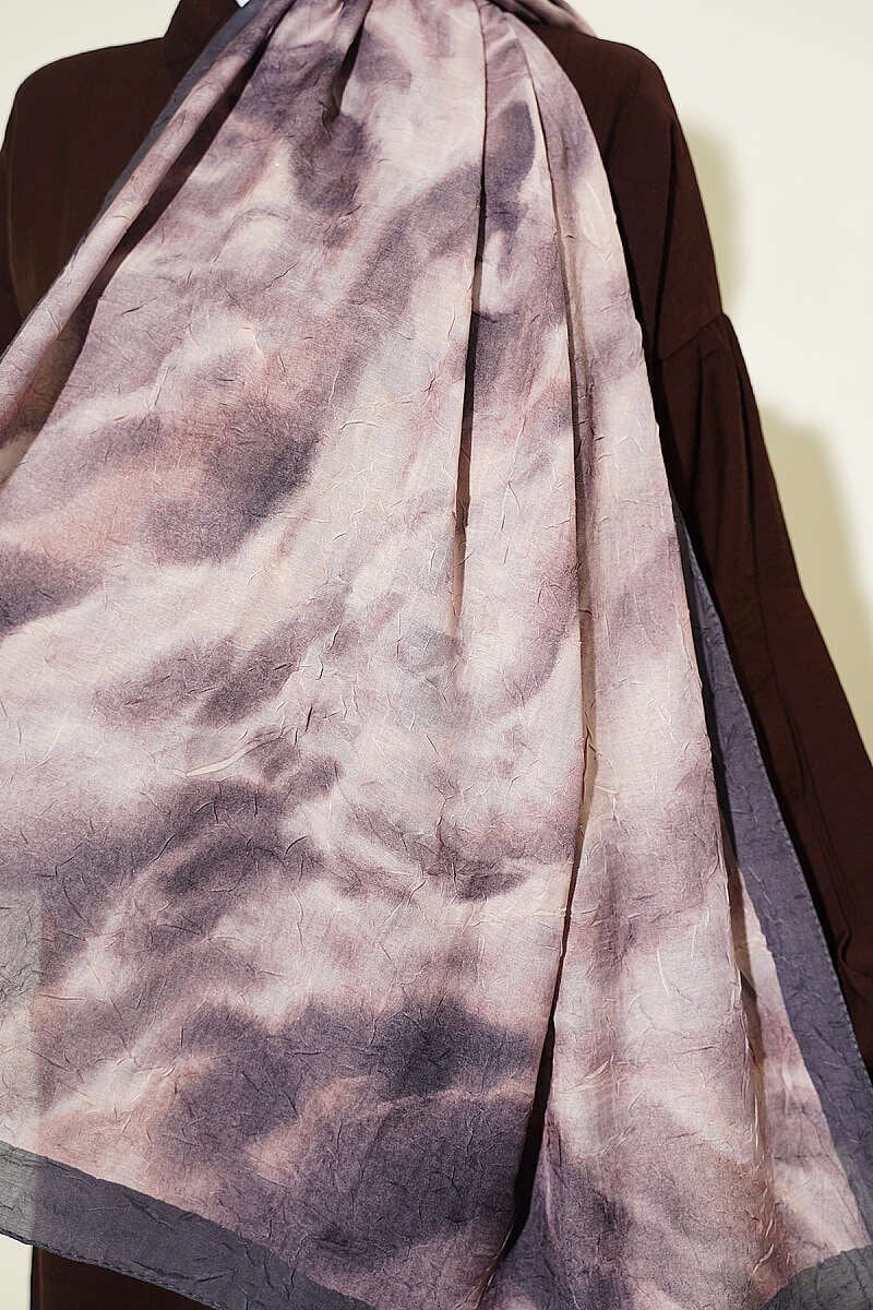 Batik Ebruli Bambu Kraş Şal Acı Kahve
