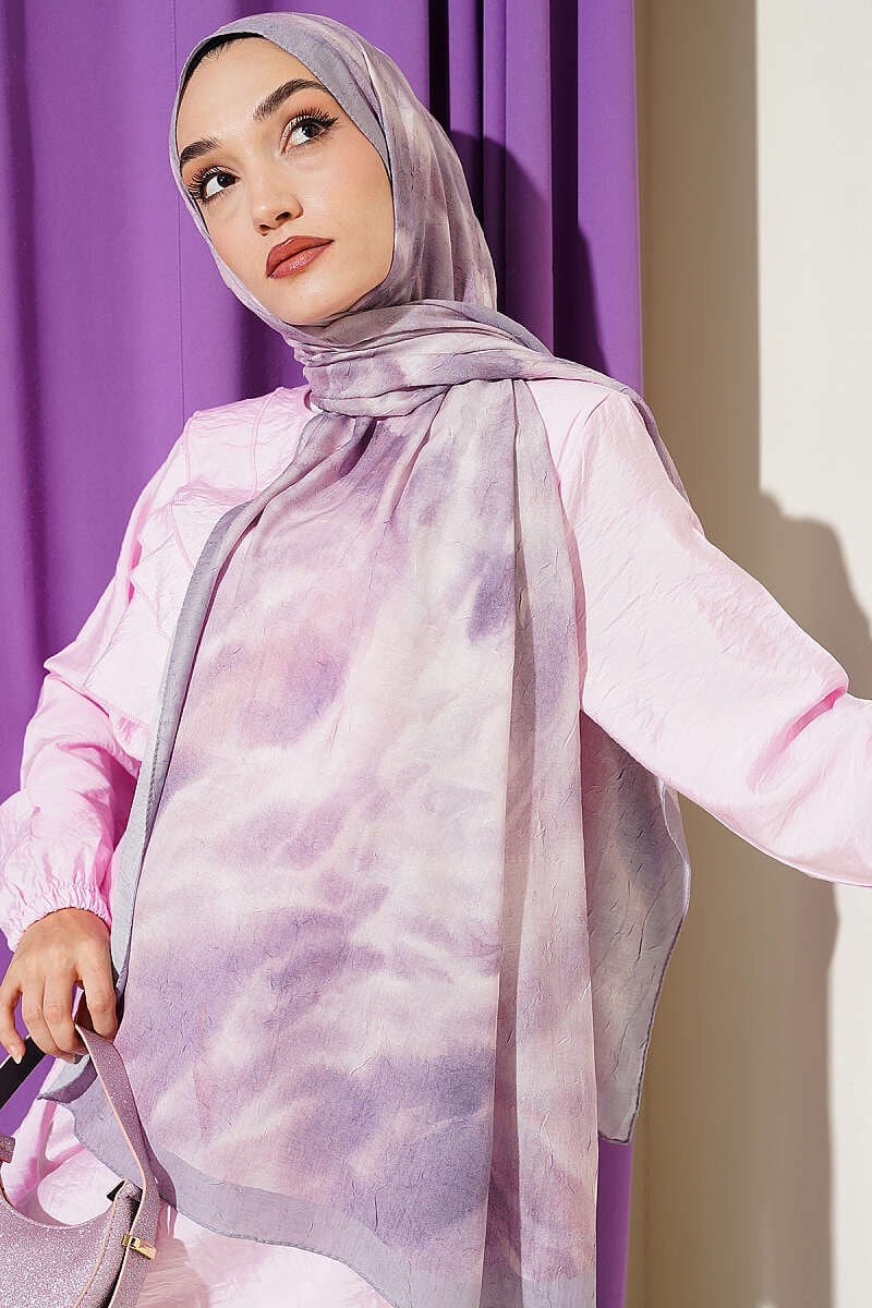 Batik Ebruli Bambu Kraş Şal Lila