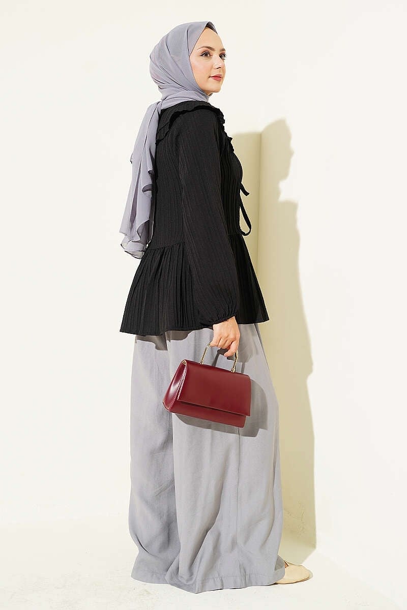 Bebe Yaka Bağlamalı Kimono Siyah