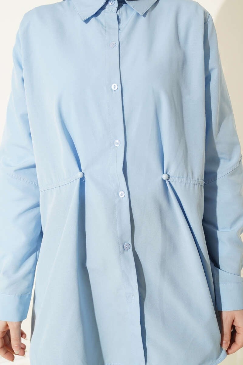 Bel Düğmeli Basic Gömlek Bebe Mavi