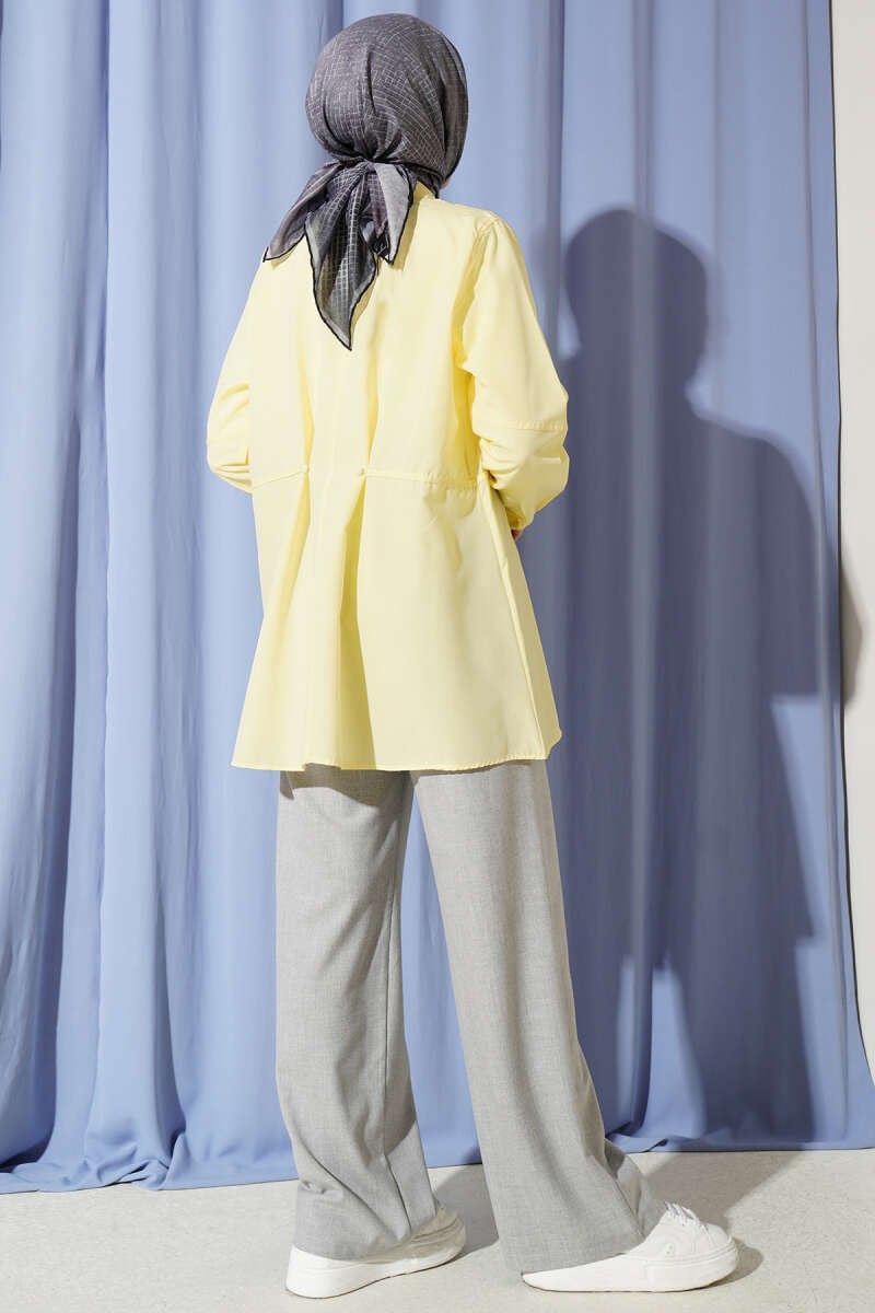 Bel Düğmeli Basic Gömlek Sarı