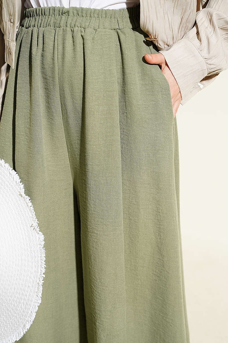 Bel Lastikli Basic Pantolon Etek Çağla Yeşili